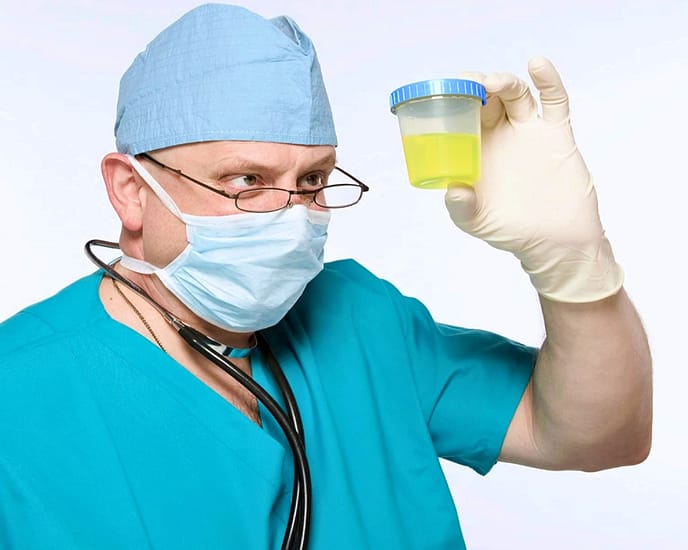 Sterilize a container for a urine sample